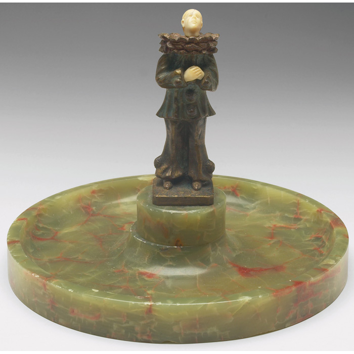 Appraisal: Vide Poche tray bronze figurine of clown on a round