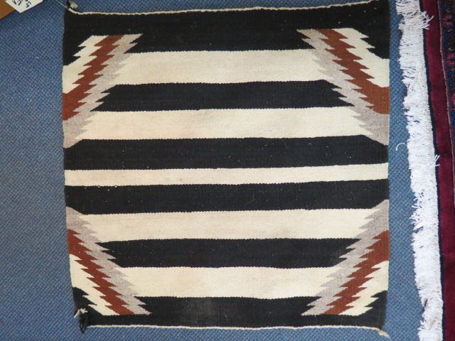 Appraisal: Navajo Indian Woven Saddle Blanket lightning bolt corner designs on