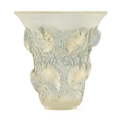 Appraisal: LALIQUE saint-Francois vase frosted and opalescent glass with green patina