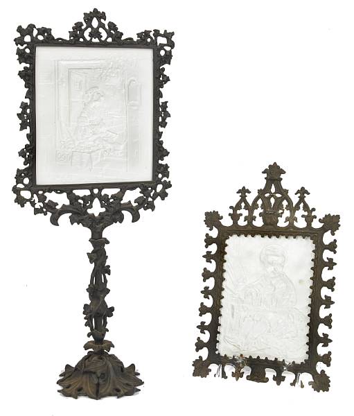 Appraisal: Two lithophanes one framed and one on stand height of