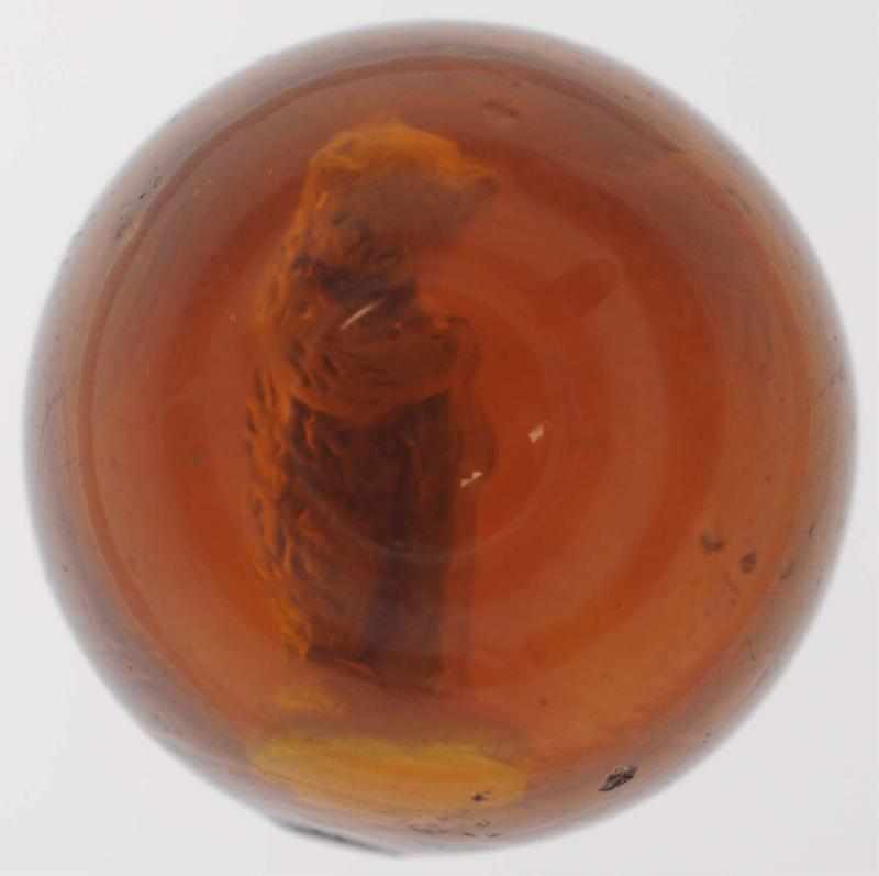 Appraisal: Amber Glass Standing Bear Sulphide Marble Standing bear holding a