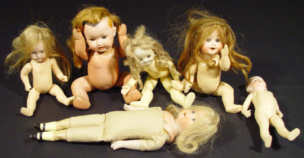 Appraisal: Five German bisque headed dolls and one other each with