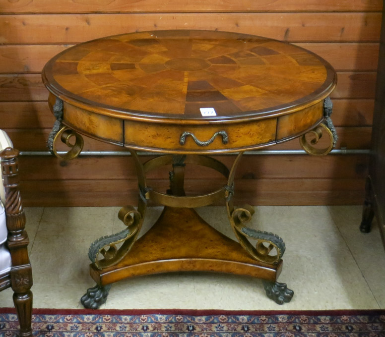 Appraisal: A ROUND PARQUET TOP CENTER TABLE Theodore Alexander Furniture Co