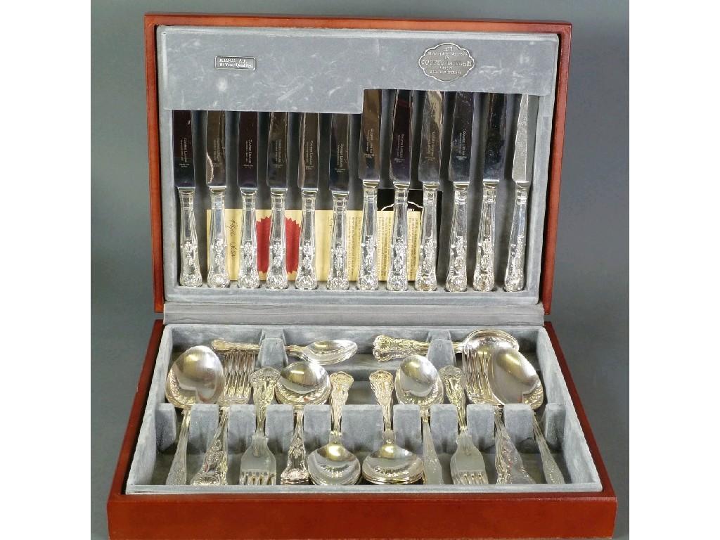 Appraisal: FORTY FOUR PIECE CANTEEN OF KINGS PATTERN ELECTROPLATED CUTLERY for