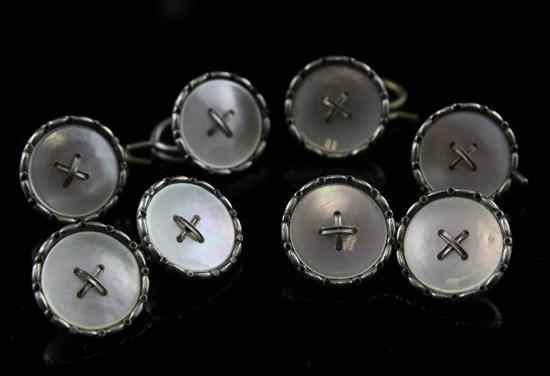 Appraisal: A pair of platinum and mother of pearl cufflinks and