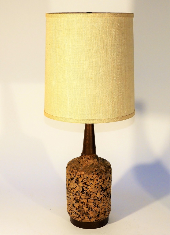 Appraisal: MCM CORK BODY TABLE LAMP United States th CenturyThin wood