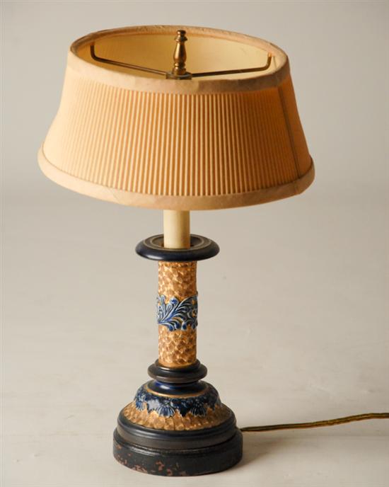 Appraisal: Decorative Table Lamp applied brass and pottery decoration H