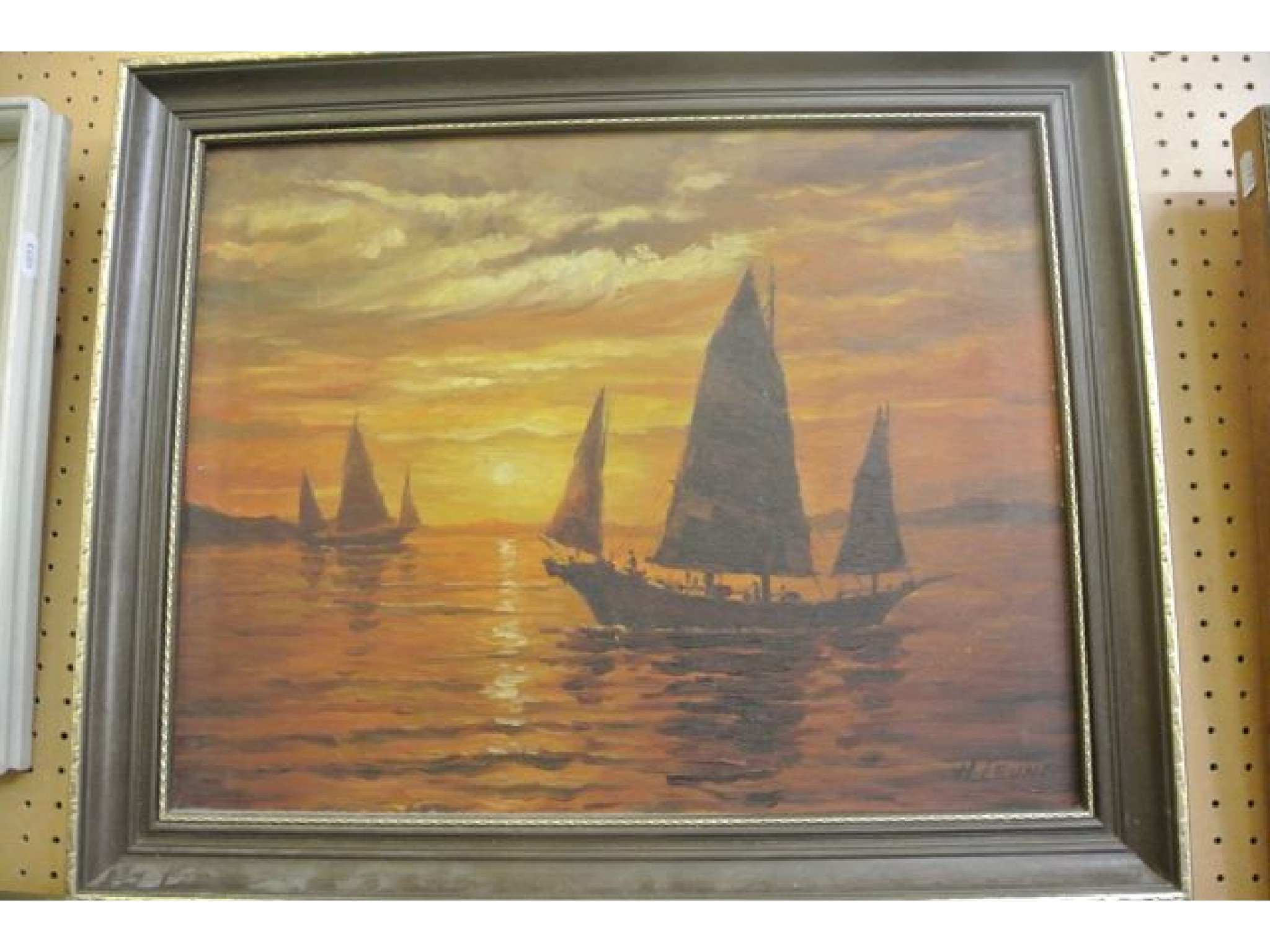 Appraisal: An oil painting on canvas of an oriental seascape at