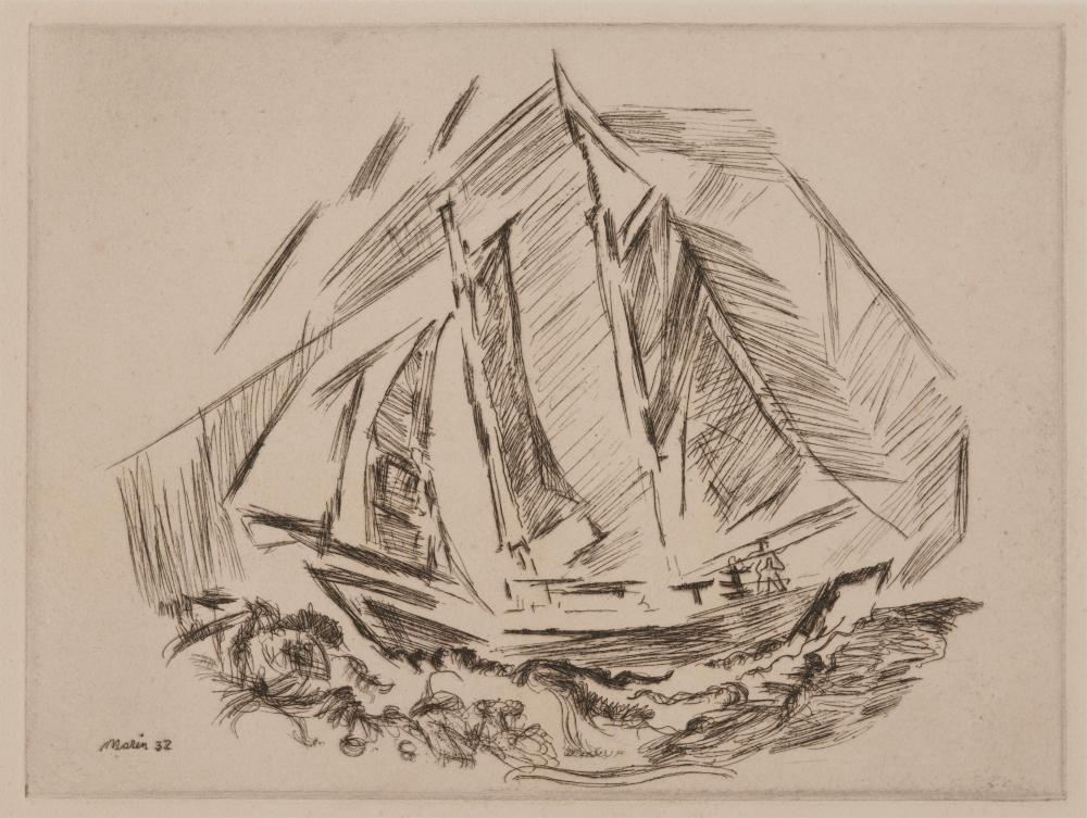 Appraisal: JOHN MARIN American - Sailboat etching from the edition of