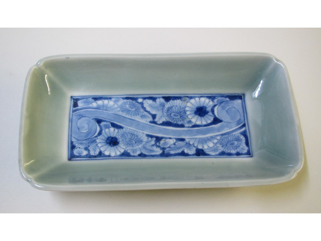 Appraisal: A Japanese rectangular pen tray painted with a scroll and