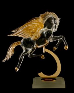 Appraisal: Crystal Sculpture of Pegasus by Arnaldo Zanella Arnaldo Zanella Italian