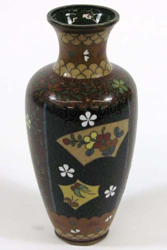 Appraisal: JAPANESE CLOISONNE ENAMELED VASE - in H having alternating panels