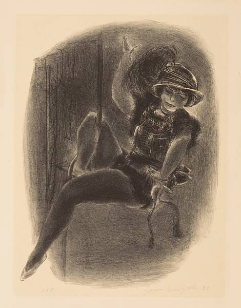 Appraisal: Yasuo Kuniyoshi Circus Girl with Plumed Hat D L Lithograph