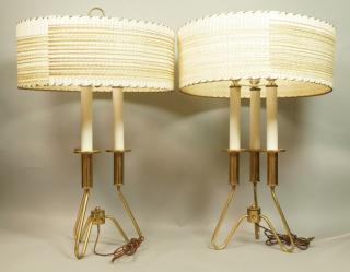 Appraisal: Pr Modernist 's Table Lamps Brass Tripod form legs Three