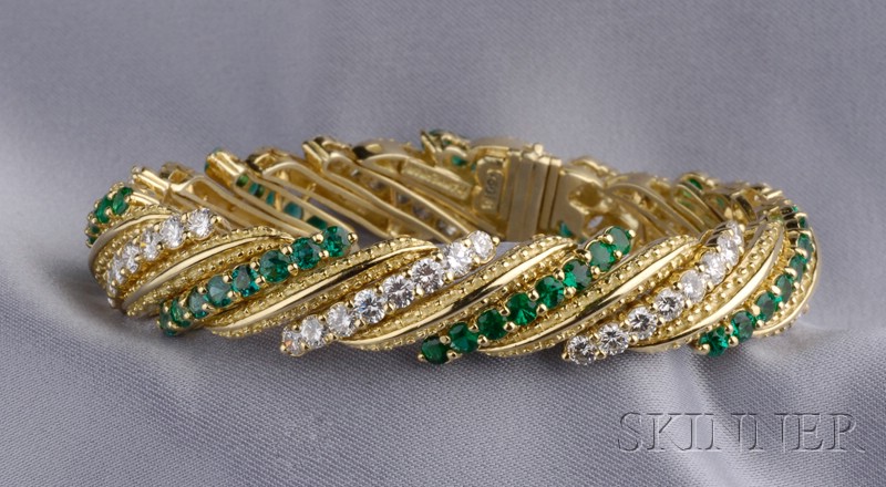 Appraisal: kt Gold Emerald and Diamond Bracelet Hammerman Bros set with