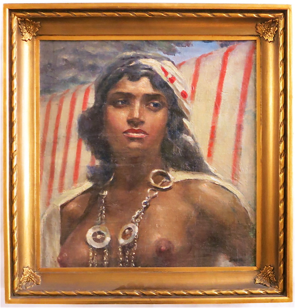 Appraisal: J TELEKI OIL ON CANVAS Portrait of a tribal bare