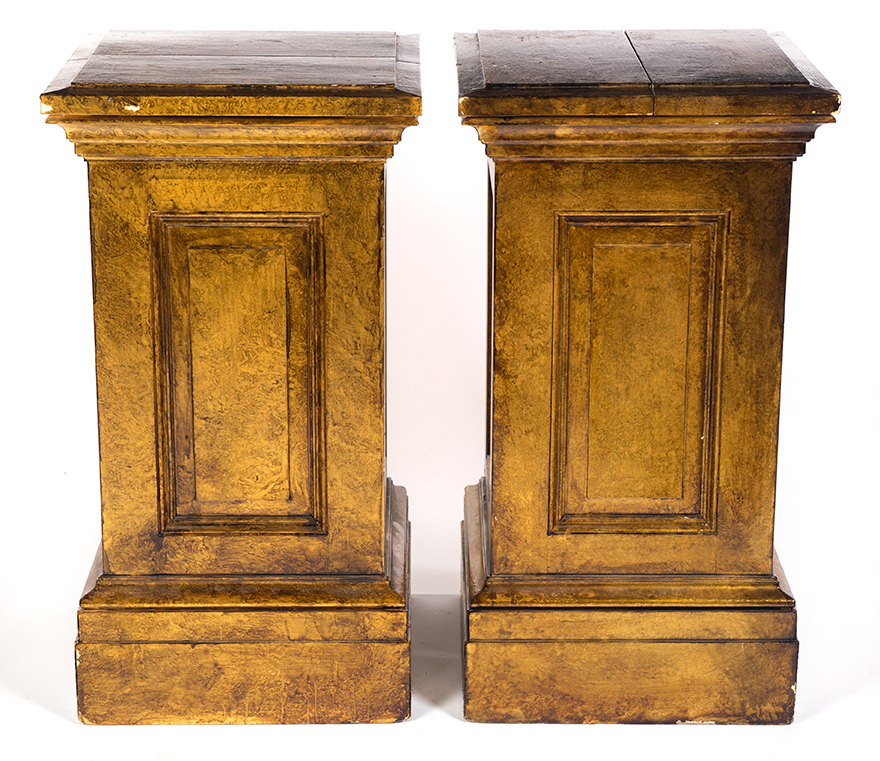 Appraisal: PAIR OF AMERICAN PEDESTALS Early th century poplar Pedestals in