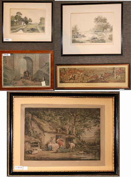 Appraisal: Five framed colored prints Comprising print after James Pollard published