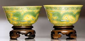 Appraisal: PAIR GUANGXU DRAGON BOWLS Pair well painted antique Chinese Guangxu