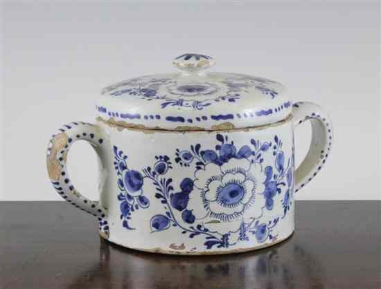 Appraisal: A Delft blue and white pot and cover c -