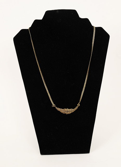 Appraisal: An Alexander McQueen gilt metal necklace with feather pendant short