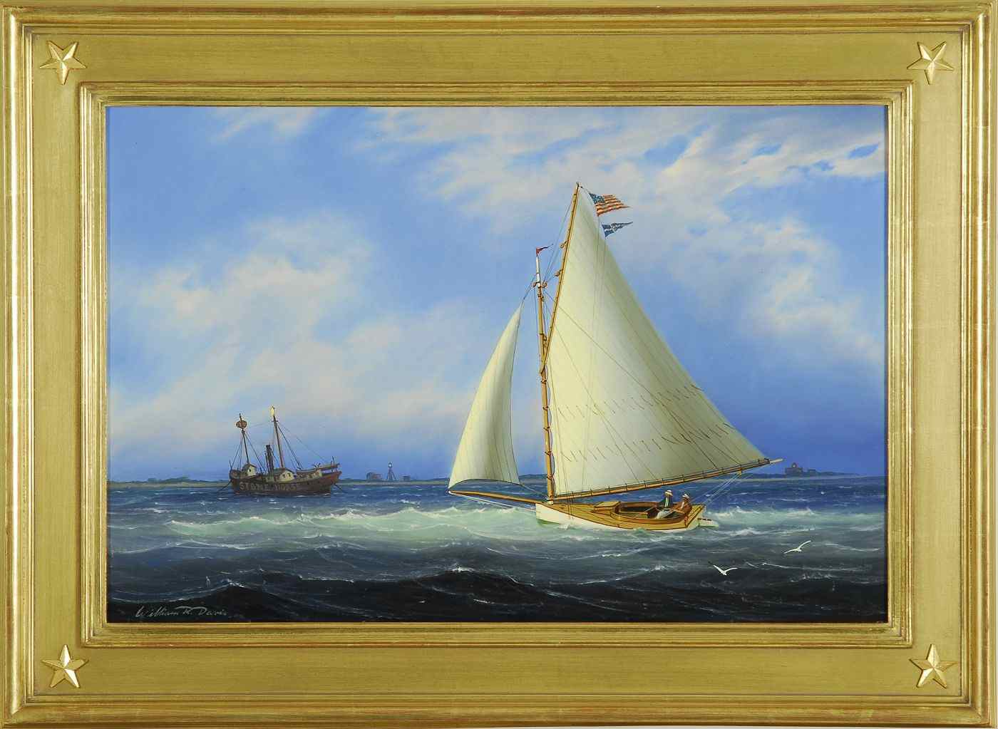 Appraisal: WILLIAM R DAVISAmerican ContemporaryJib Main Sail Cat Off Stone Horse