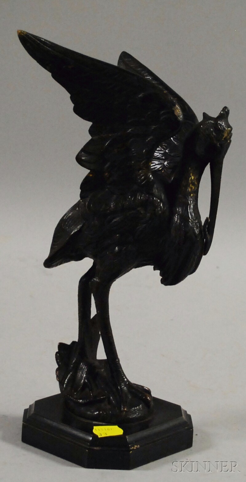 Appraisal: Black-painted Bronze Bird Figure ht in