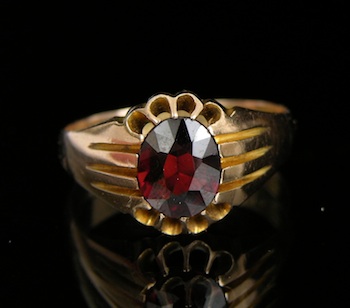 Appraisal: A Gentleman's Garnet Ring in Gold Birmingham Hallmarked in Birmingham