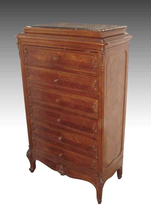 Appraisal: TURN OF THE CENTURY FRENCH DRAWER MARBLE TOP CHEST Ogee