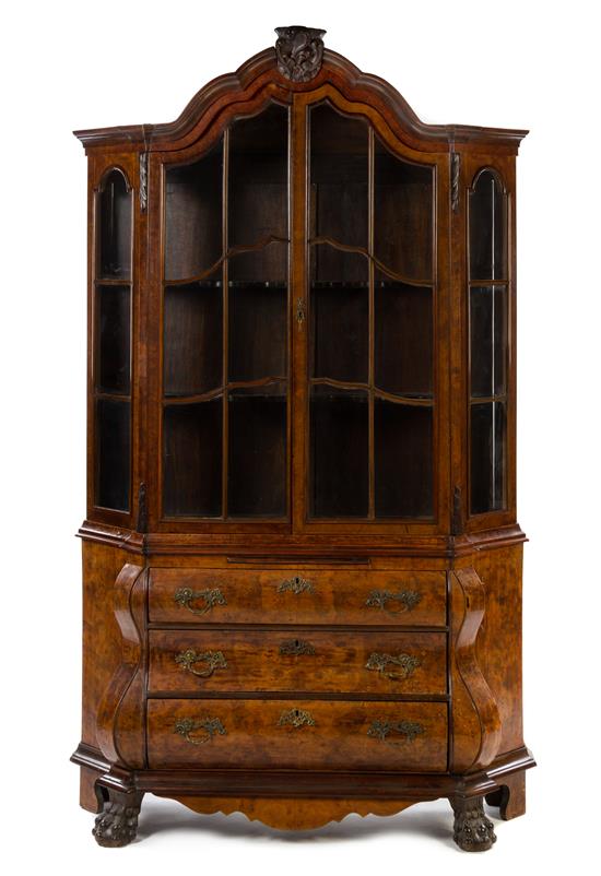 Appraisal: Sale Lot A Continental Burlwood Bookcase th century in two