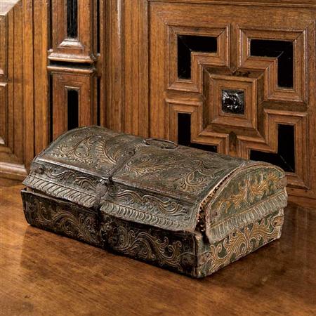 Appraisal: Spanish Baroque Leather Bound Document Box Estimate -