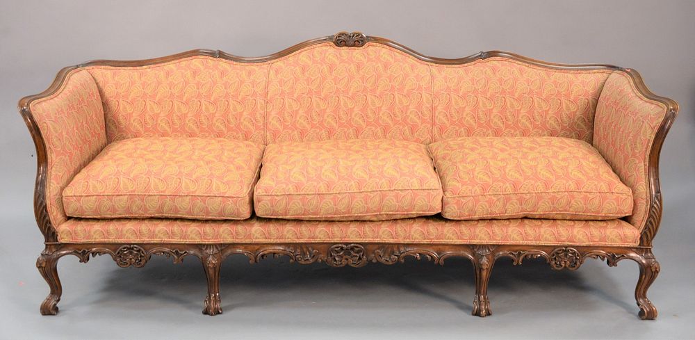 Appraisal: Louis XV Style Sofa with custom upholstery with carved frame