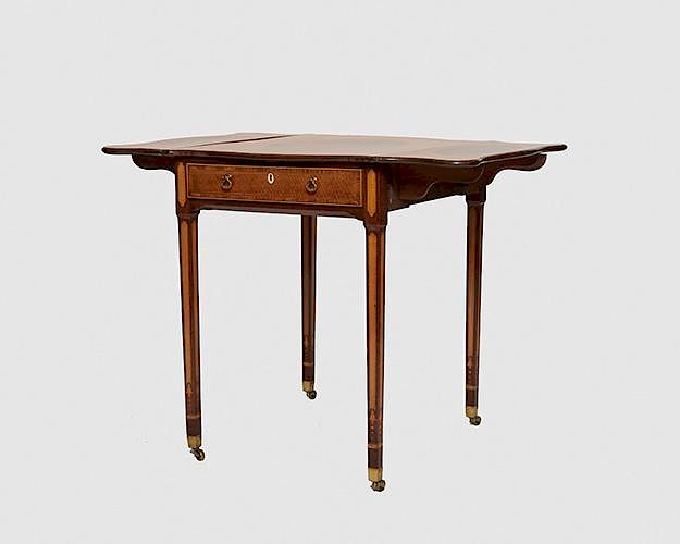 Appraisal: George III Satinwood Inlaid Pembroke Table late th century George