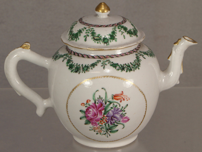 Appraisal: Chinese Export teapot Famille Rose flowers Green swag border twig