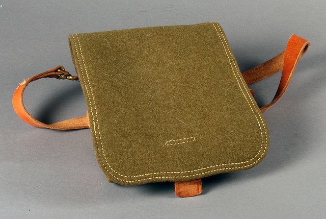 Appraisal: Unidentified map case with strap leather with khaki fabric covering