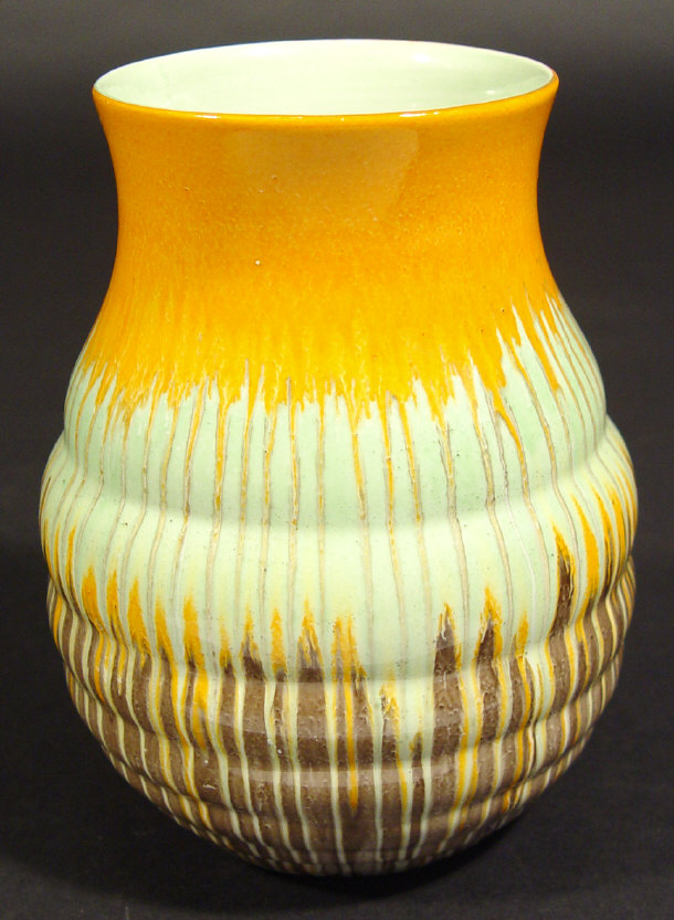 Appraisal: Art Deco Shelly china vase decorated with a dripping orange