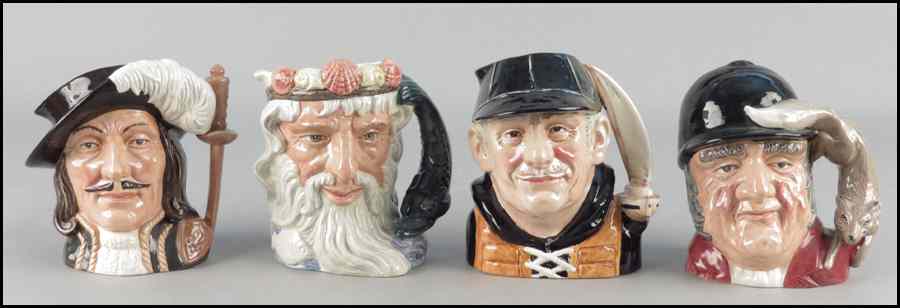 Appraisal: FOUR ROYAL DOULTON TOBY JUGS Comprised of Neptune D Yachtsman