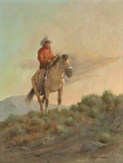 Appraisal: Robert B Wagoner Cowboy on horseback looking into the distance