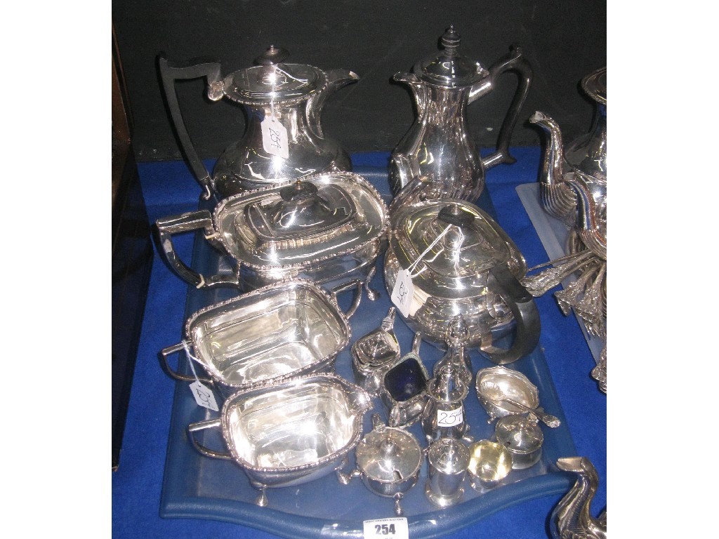 Appraisal: Tray lot of EP - tea service teapot condiments etc