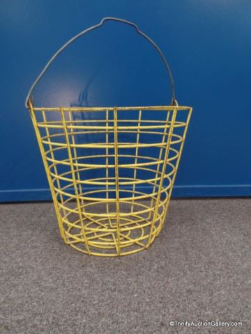 Appraisal: Large Heavy Wire Gathering Farm Basket Extra large size heavy