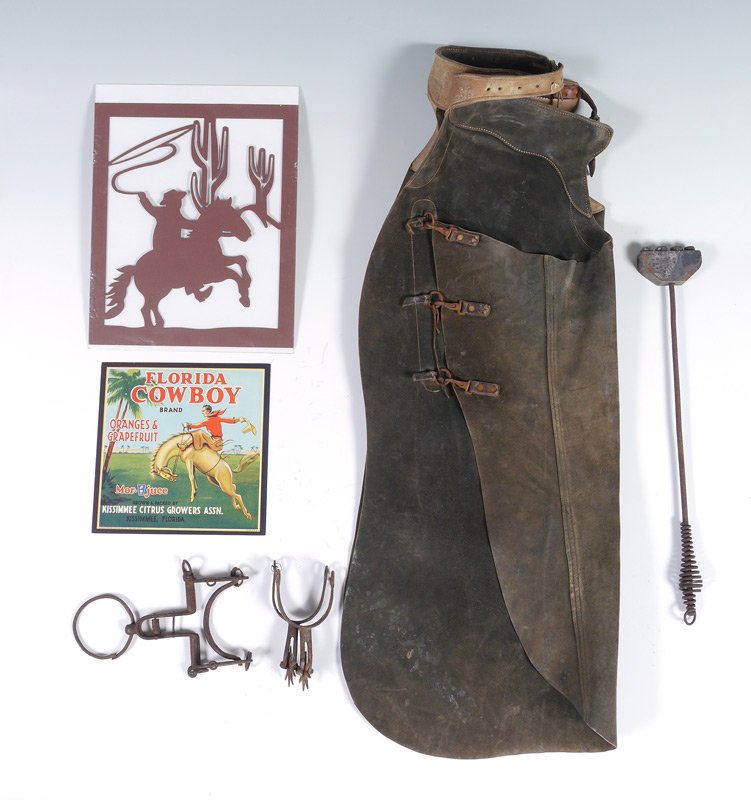 Appraisal: FLORIDA COWBOY COLLECTION pieces total to include Pair of vintage