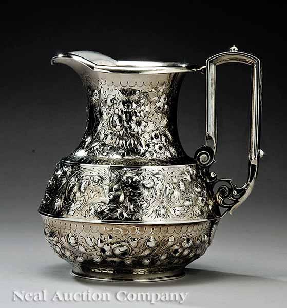 Appraisal: A Bailey Co Sterling Silver Water Pitcher c Philadelphia bulbous