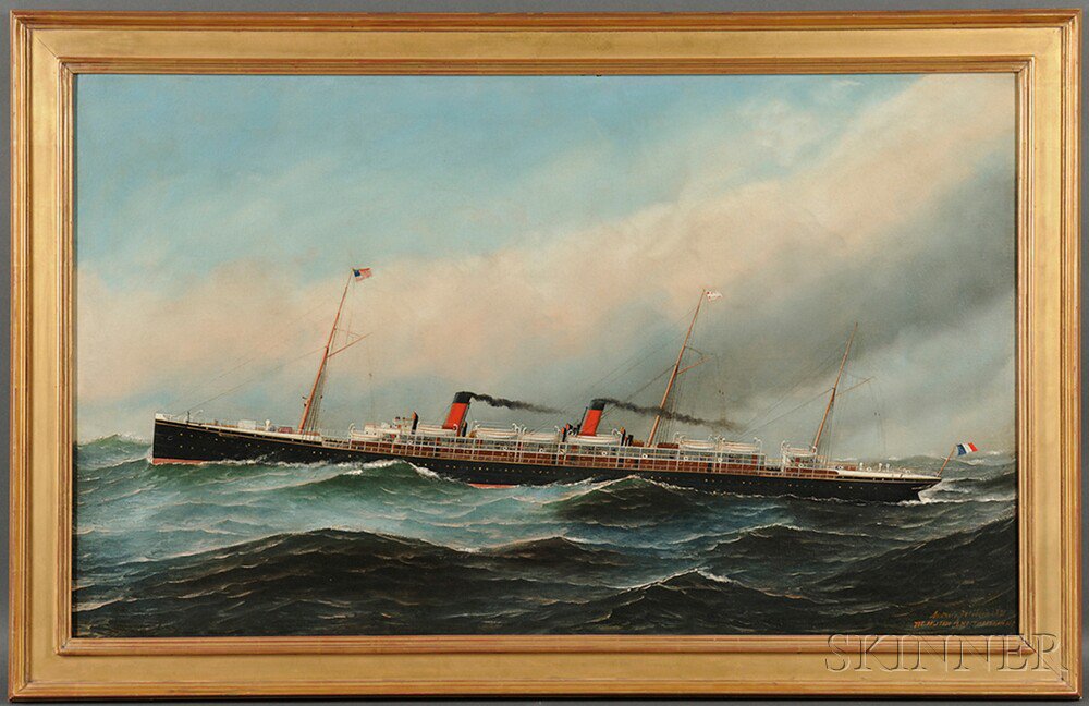 Appraisal: Antonio Jacobsen American - Portrait of the French Screw Steamer