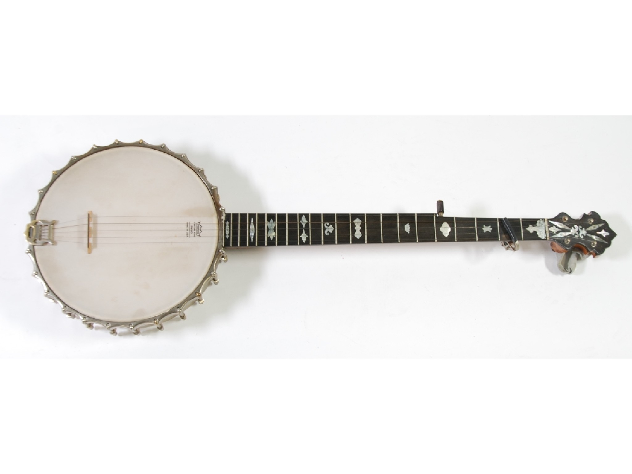 Appraisal: CAMMAYER FIVE STRING BANJO the plated body with engraved decoration