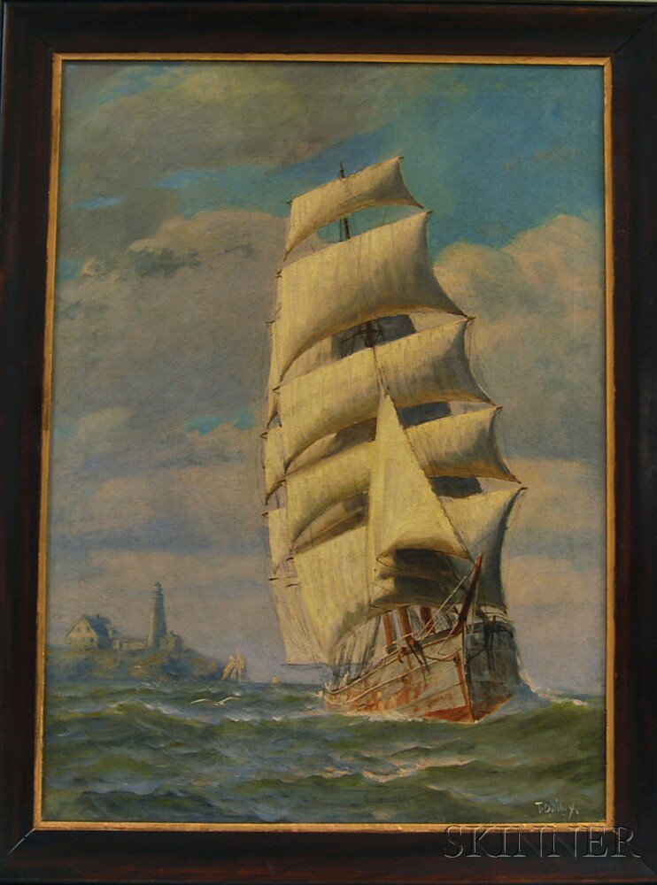 Appraisal: T Bailey American th th Century Full-rigged Ship Along the