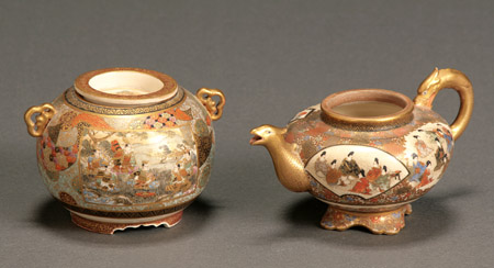 Appraisal: Japanese Earthenware Teapot and Sugar Bowl Meiji Period - Each