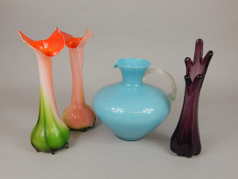 Appraisal: Four items of Art Glass to include a pair of