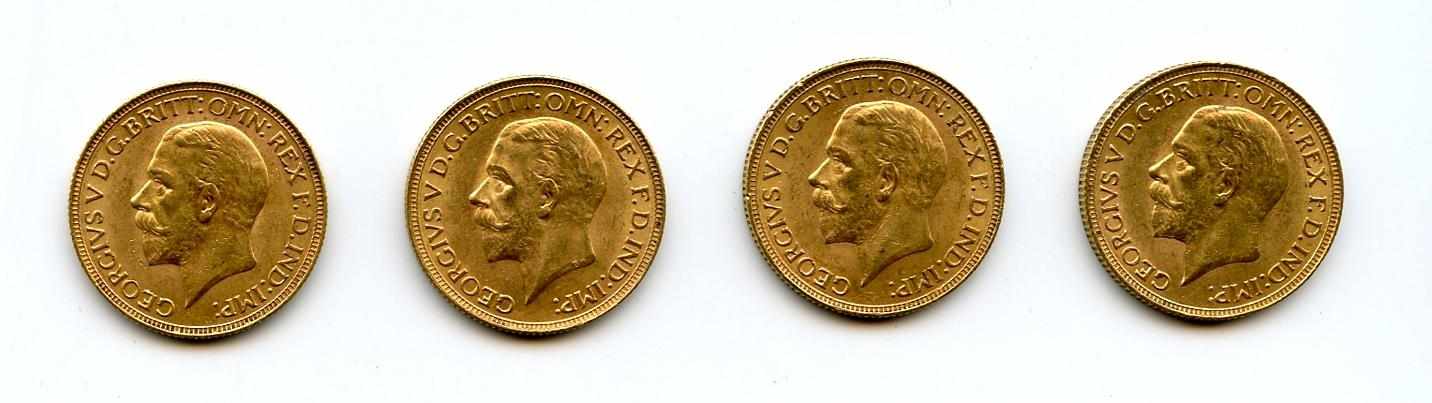 Appraisal: South Africa George V Sovereigns -SA KM-A Each exhibits signs