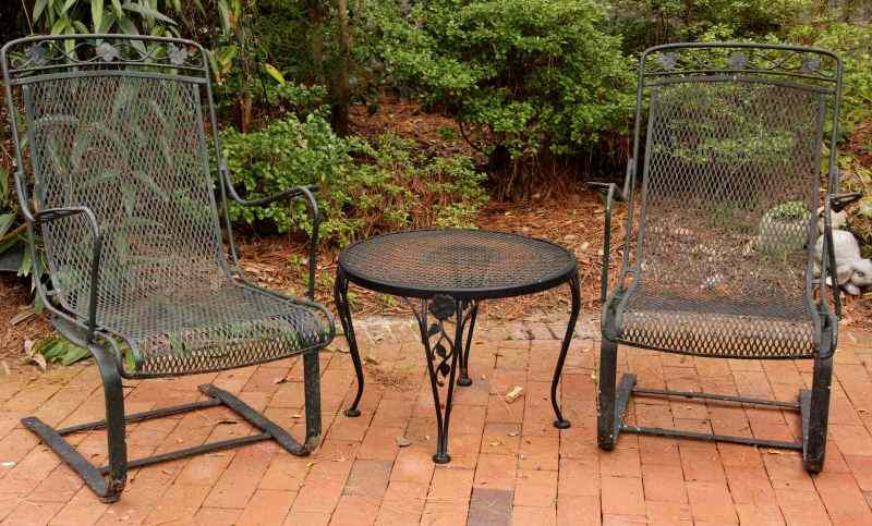 Appraisal: Vintage Wrought Iron Patio Set pieces including a pair of