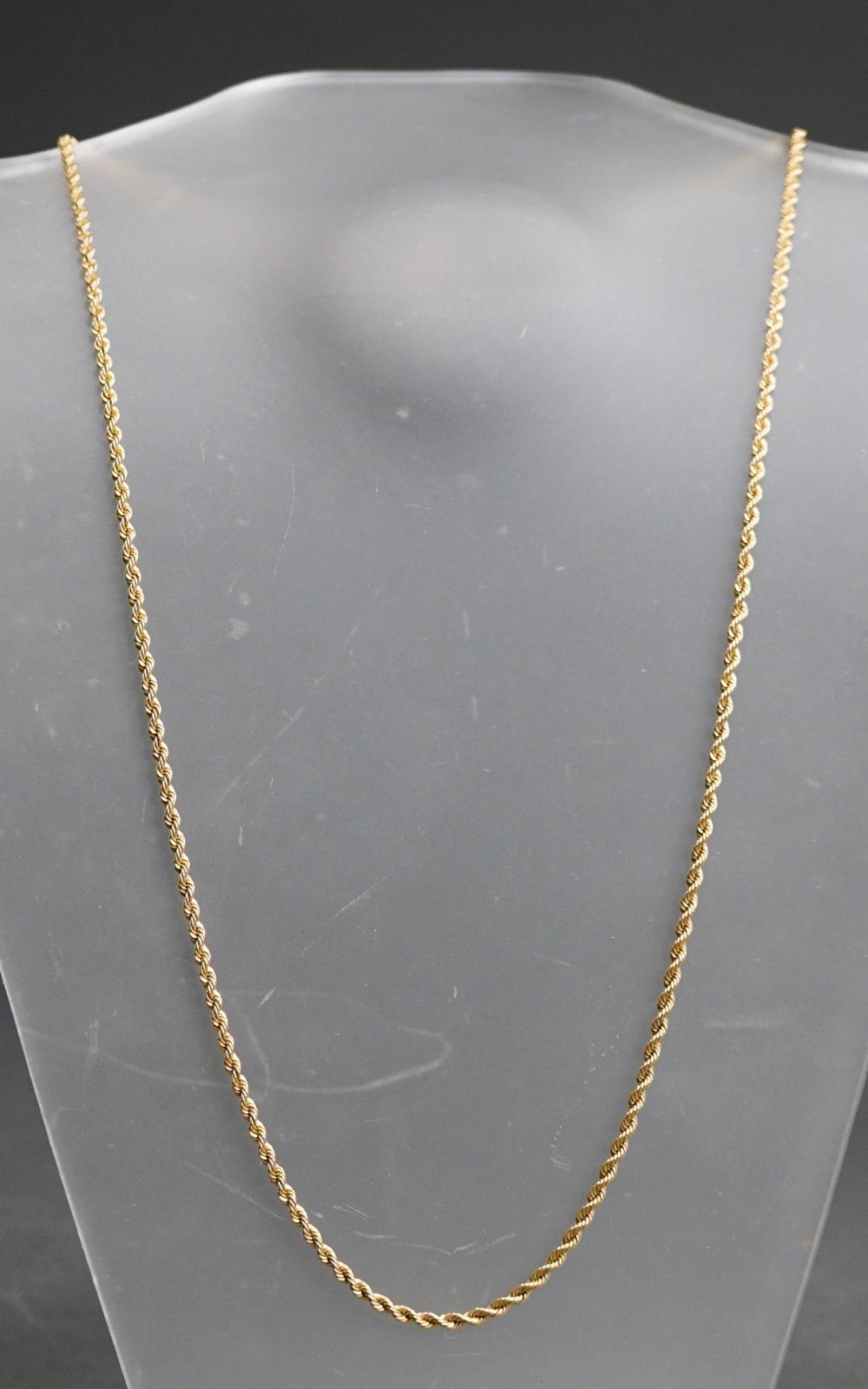 Appraisal: -KARAT YELLOW-GOLD ROPE CHAIN NECKLACE DWT L IN -Karat Yellow-Gold